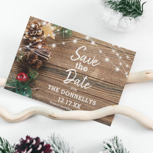 Modern Rustic Christmas Party Save the Date Announcement Postcard