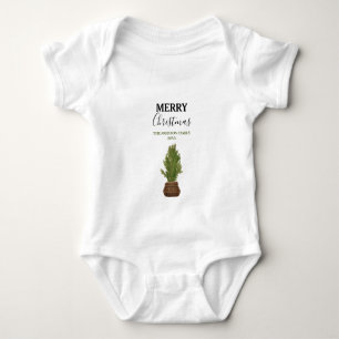 Modern Rustic Christmas Tree Holiday Baby Bodysuit