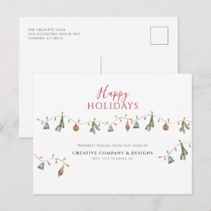 Modern Rustic Corporate Business Script Holiday Postcard