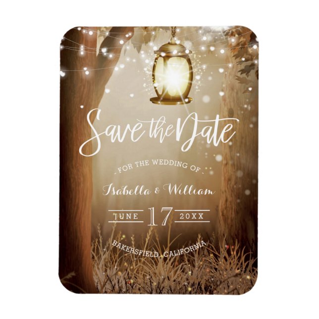 Modern  Rustic Country String Lights Save the Date Magnet (Vertical)