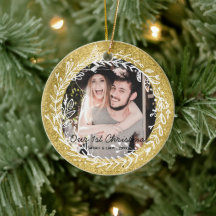 Modern rustic couple photo our 1st Christmas