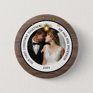 Modern Rustic Couples First Christmas Together 2 Inch Round Button