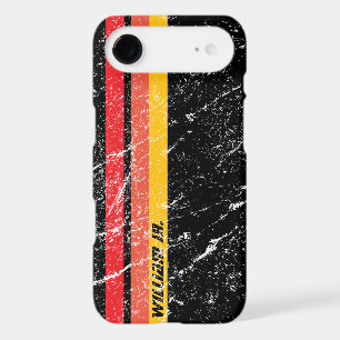 Modern Rustic Custom Name Red Orange Yellow Line