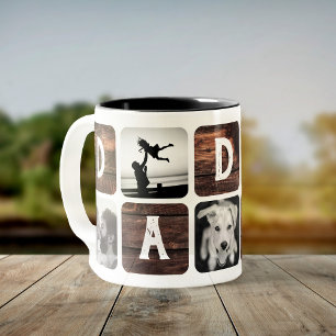 Modern Rustic Daddy Retro Cool Photo Collage Two-Tone Coffee Mug