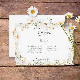 Modern Rustic Daisy Frame Wedding Reception Enclosure Card