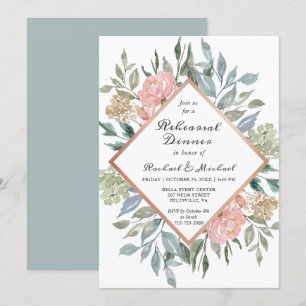 Modern Rustic Dusty Chic Floral Rehearsal Dinner Invitation