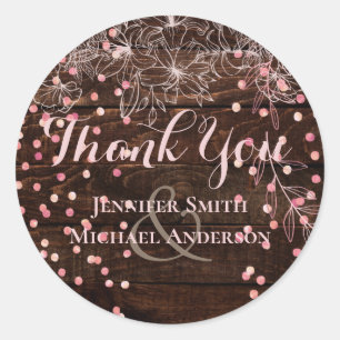 Modern Rustic Dusty Rose Pink Confetti Wedding Classic Round Sticker