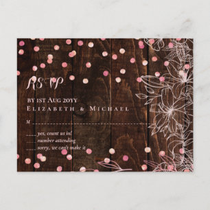 Modern Rustic Dusty Rose Pink Confetti Wedding Postcard