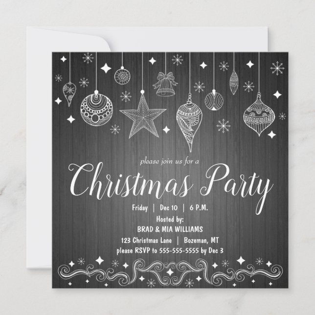 Modern Rustic Elegant Holiday Christmas Party Invitation (Front)
