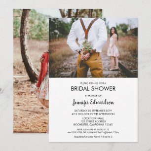 Modern rustic elegant photo Bridal Shower Invitation