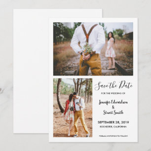 Modern rustic elegant photo Save the Date Invitation