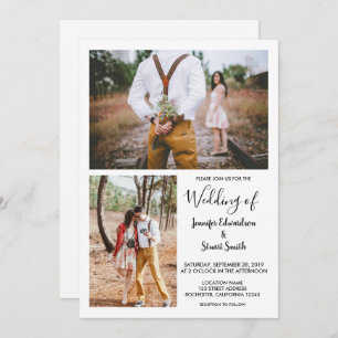 Modern rustic elegant photo wedding invitation