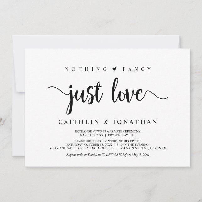 Modern Rustic Elopement, Nothing Fancy Just Love I Invitation (Front)