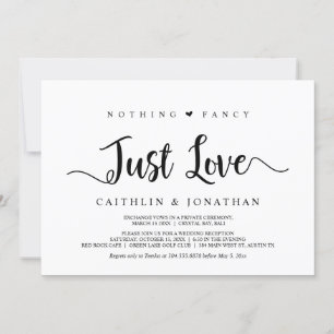 Modern Rustic Elopement, Nothing Fancy Just Love Invitation