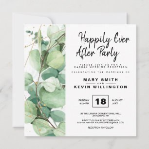 Modern Rustic Eucalyptus Happily Ever After Party Invitation