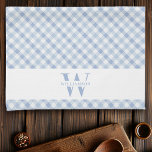 Modern Rustic Family Monogram Blue Gingham Plaid Kitchen Towel<br><div class="desc">Modern,  rustic farmhouse chic monogrammed kitchen towels feature a faded blue gingham plaid pattern,  with a white band bearing your custom family name and monogram.</div>