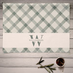 Modern Rustic Family Monogram Green Gingham Plaid Kitchen Towel<br><div class="desc">Modern, rustic farmhouse chic monogrammed kitchen towels feature a faded green gingham plaid pattern, with a white band bearing your custom family name and monogram.</div>
