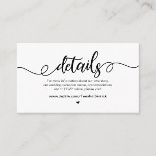 Modern Rustic Farm, Black Font,  Wedding Details Enclosure Card
