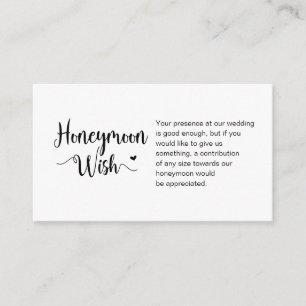 Modern Rustic Farm, Black Script, Honeymoon Wish Enclosure Card