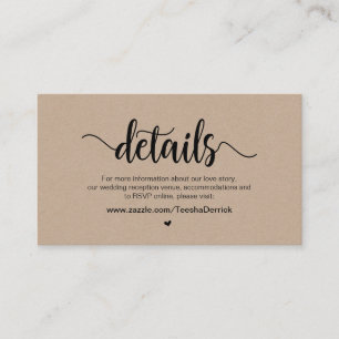 Modern Rustic Farm Kraft, Wedding Details Enclosure Card