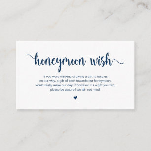 Modern Rustic Farm,, Navy Blue Honeymoon Wish Enclosure Card