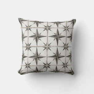 Modern Rustic Farmhouse Moravian Black White Star Throw Pillow