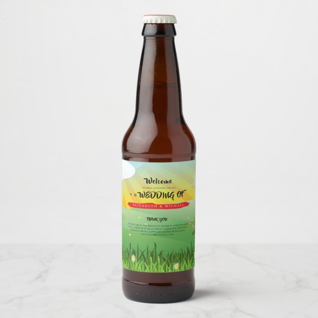 Modern Rustic Festival Wedfest Wedding Welcome Beer Bottle Label (Front)
