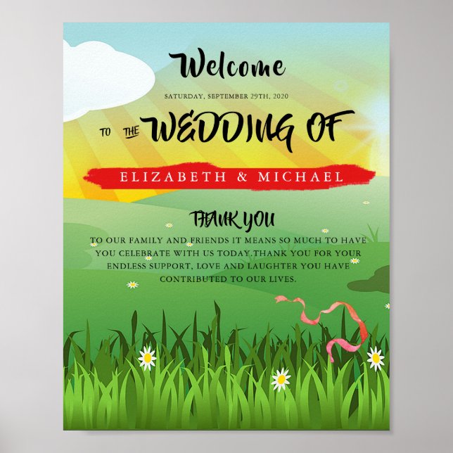 Modern Rustic Festival Wedfest Wedding Welcome Poster (Front)