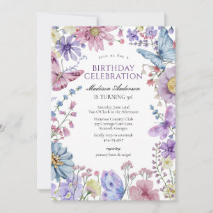 Modern Rustic Floral Girl Birthday Invitation