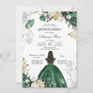 Modern Rustic Floral Quinceanera Invitation