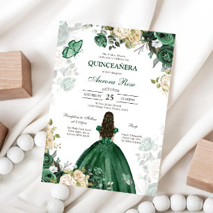 Modern Rustic Floral Quinceanera Invitation