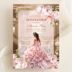 Modern Rustic Floral Quinceanera Invitation