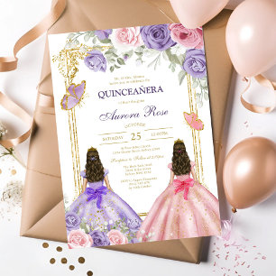 Modern Rustic Floral Quinceanera Invitation