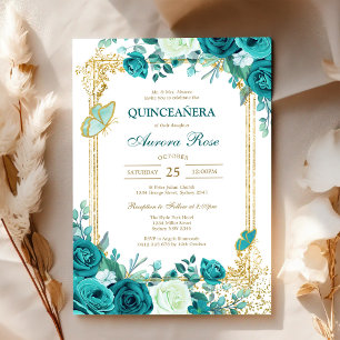 Modern Rustic Floral Quinceanera Invitation