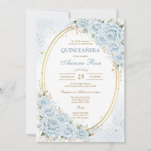 Modern Rustic Floral Quinceanera Invitation