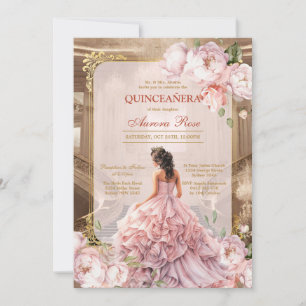 Modern Rustic Floral Quinceanera Invitation