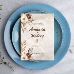 Modern Rustic Floral Wedding Invitation