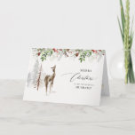 Modern Rustic Forest Snow Cabin Husband Christmas Holiday Card<br><div class="desc">Modern Rustic Forest Snow Cabin Husband Christmas Holiday Card.  Romantic Calligraphy script Christmas image.  Rustic mountain cabin covered in snow.  Golden touches of snowflakes.  Watercolor wolf and deer.  Option to change all text.  This special keepsake card will be cherished.</div>