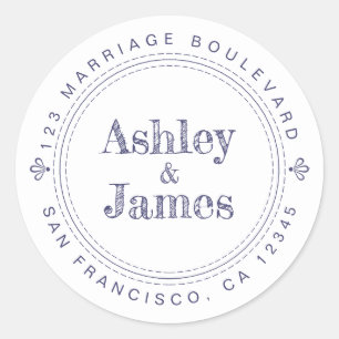 Modern Rustic Future Mr Mrs Wedding Return Address Classic Round Sticker