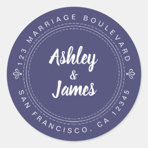 Modern Rustic Future Mr Mrs Wedding Return Address Classic Round Sticker
