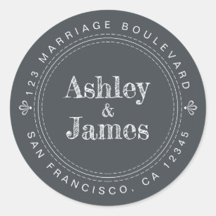 Modern Rustic Future Mr Mrs Wedding Return Address Classic Round Sticker