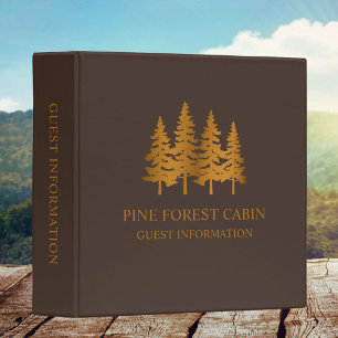 Modern Rustic Gold Pine Trees Guest Information Binder