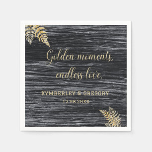 Modern Rustic Golden Moments Endless Love Wedding Napkin