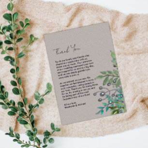Modern Rustic Greenery Wedding  Thank You Card
