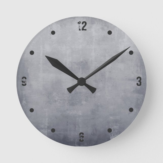 Modern rustic Grey abstract Round Clock (Front)