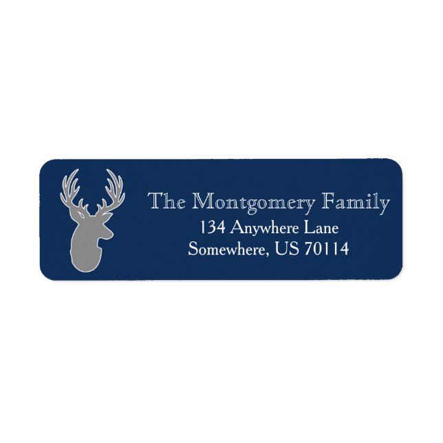 Modern Rustic Grey Deer & Navy (Front)