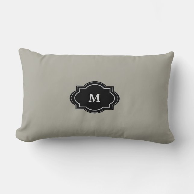 Modern Rustic Grey Green Monogram Throw Pillow (Front)