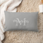 Modern rustic Grey personal monogram name Lumbar Pillow<br><div class="desc">Modern rustic Grey personal monogram name Pillow</div>