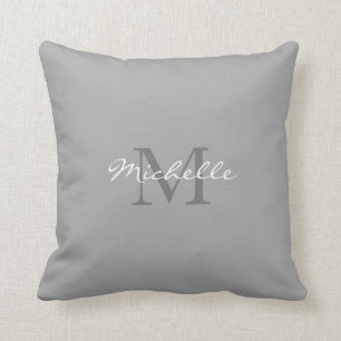 Modern rustic Grey personal monogram name Throw Pillow