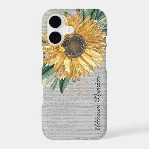 Modern Rustic Grey Sunflower  iPhone Case
